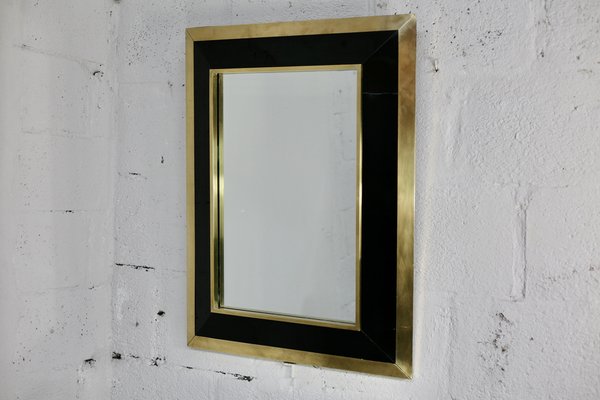 Mirror in Black Lacquered Wood and Gilded Metal by Jean-Claude Mahey, 1970-MAO-1811437