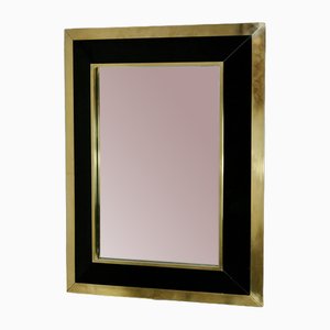 Mirror in Black Lacquered Wood and Gilded Metal by Jean-Claude Mahey, 1970-MAO-1811437