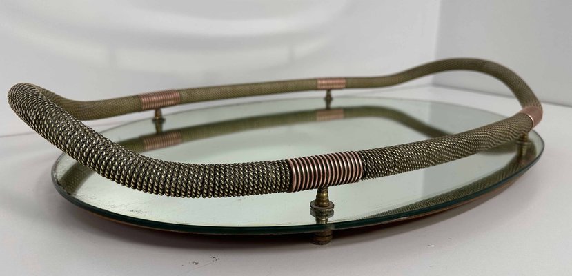 Mirror in Brass and Copper Tray from Fontana Arte, 1938-FF-2021844