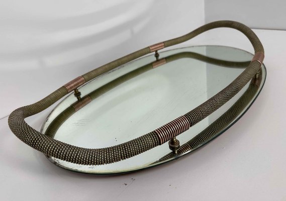 Mirror in Brass and Copper Tray from Fontana Arte, 1938-FF-2021844