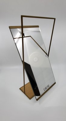 Mirror in Golden Metal and Wooden Base from Christian Dior-QCI-1756500