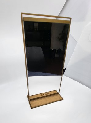 Mirror in Golden Metal and Wooden Base from Christian Dior-QCI-1756500