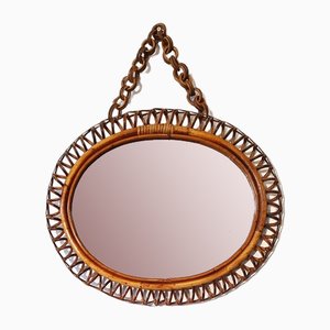 Mirror in Wicker and Bamboo, 1960s-HCY-1790558