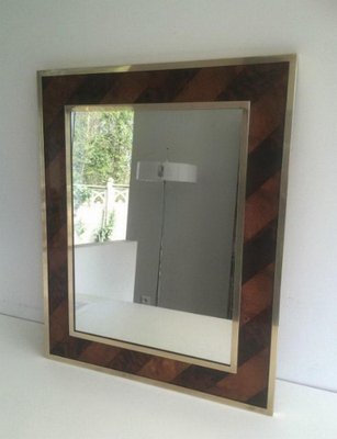 Mirror in Wood and Brass, 1960s-BA-658348