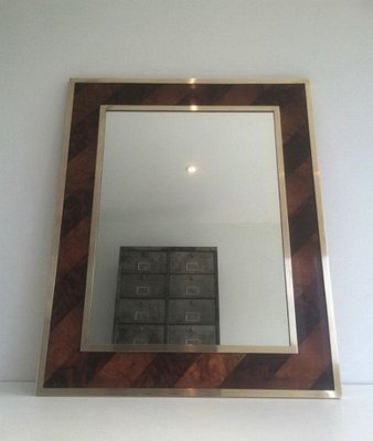 Mirror in Wood and Brass, 1960s-BA-658348