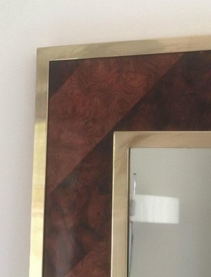 Mirror in Wood and Brass, 1960s-BA-658348