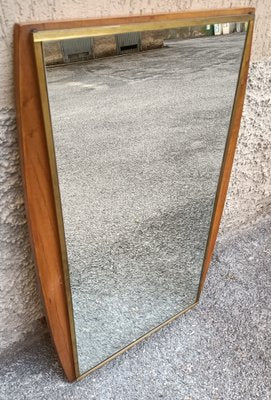 Mirror in Wood and Brass, 1960s-OHK-1722249