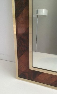 Mirror in Wood and Brass, 1960s-BA-658348