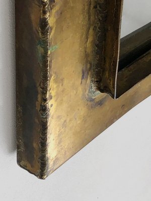 Mirror Mural in Bronze or Patinated Brass with Ceramic Inserts attributed to Jean Péillaud, France, 1970s-NLF-1719201