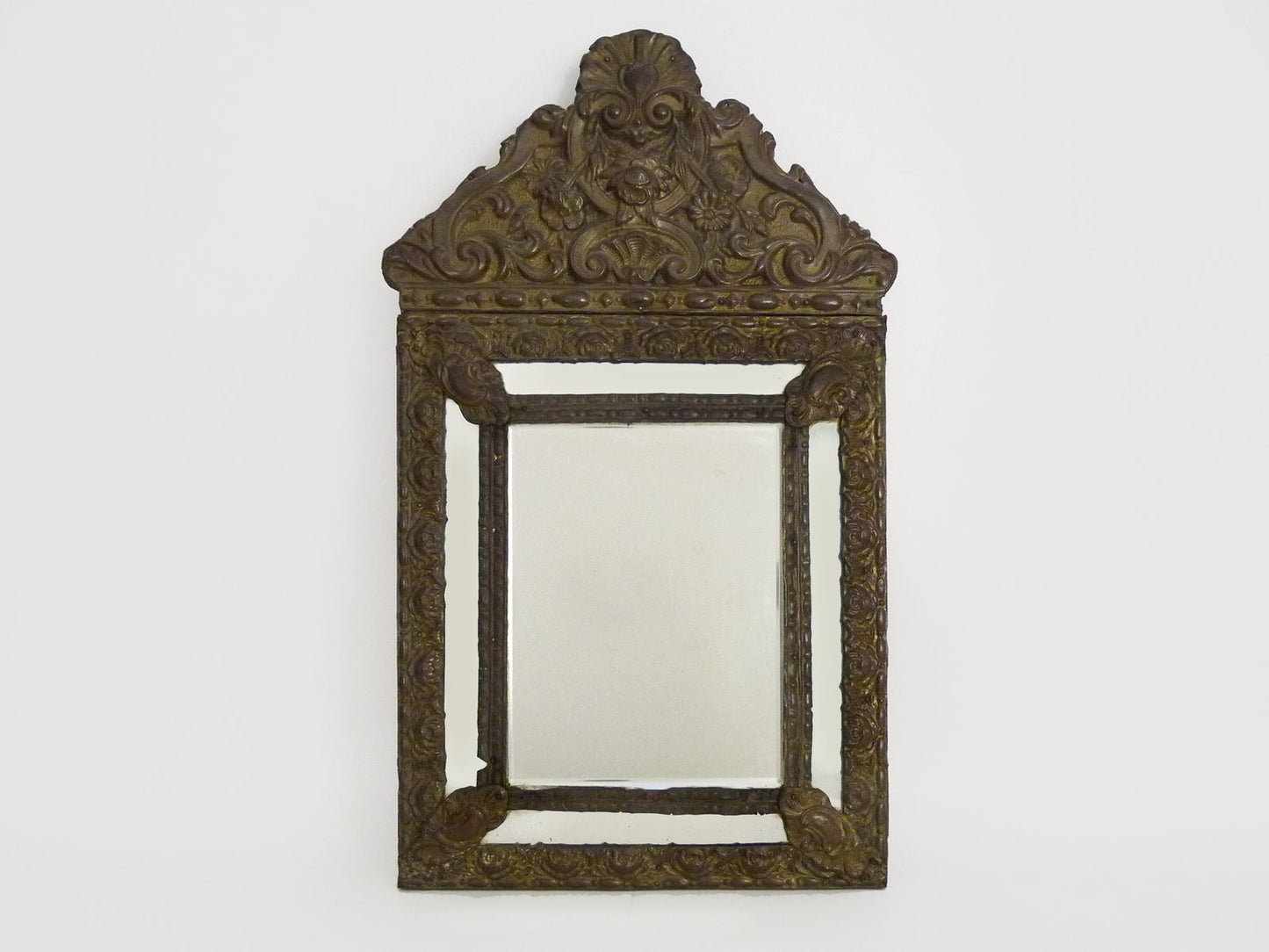 Mirror with Copper Beads Embossed on Wood, 1890s