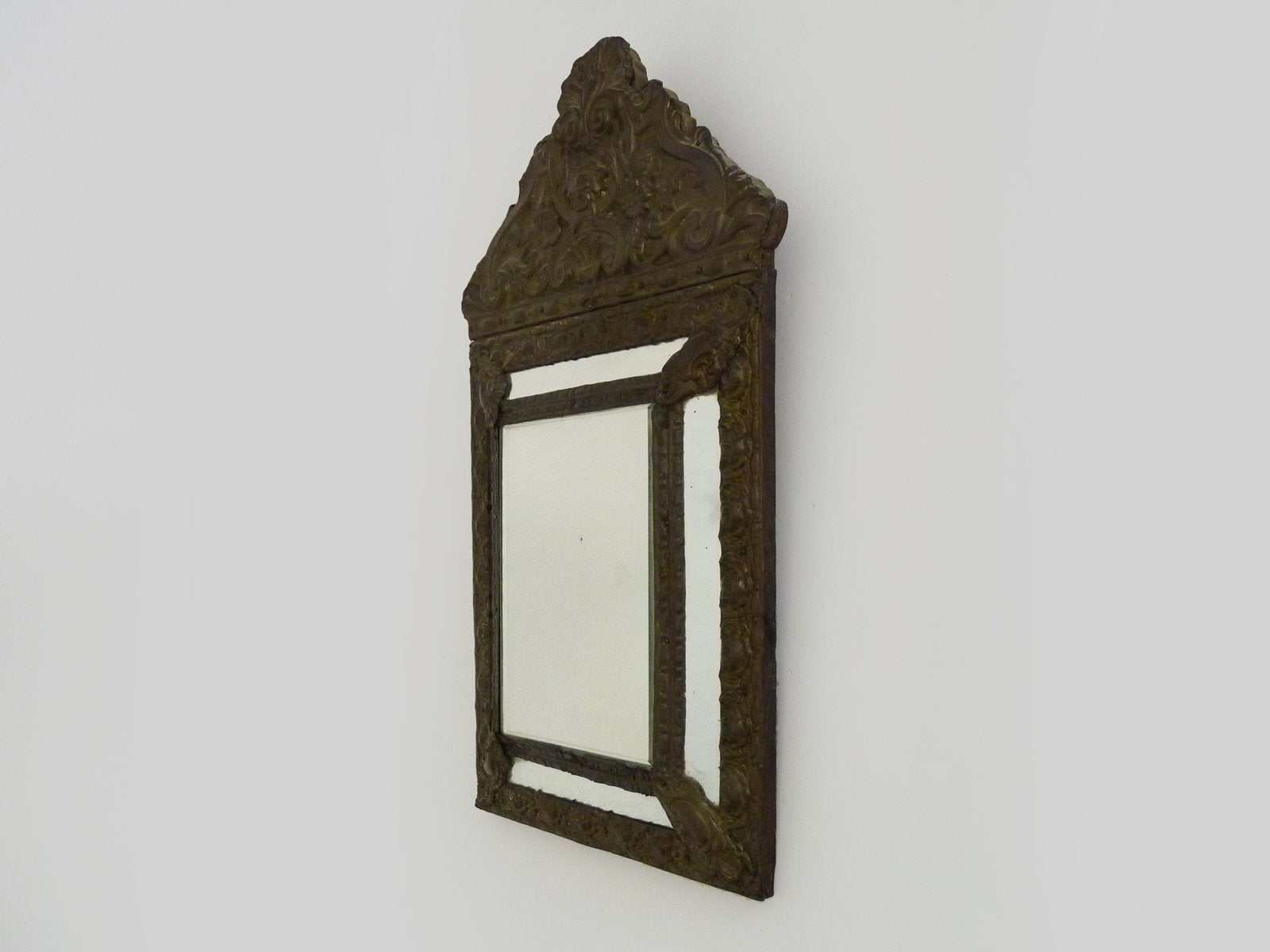 Mirror with Copper Beads Embossed on Wood, 1890s