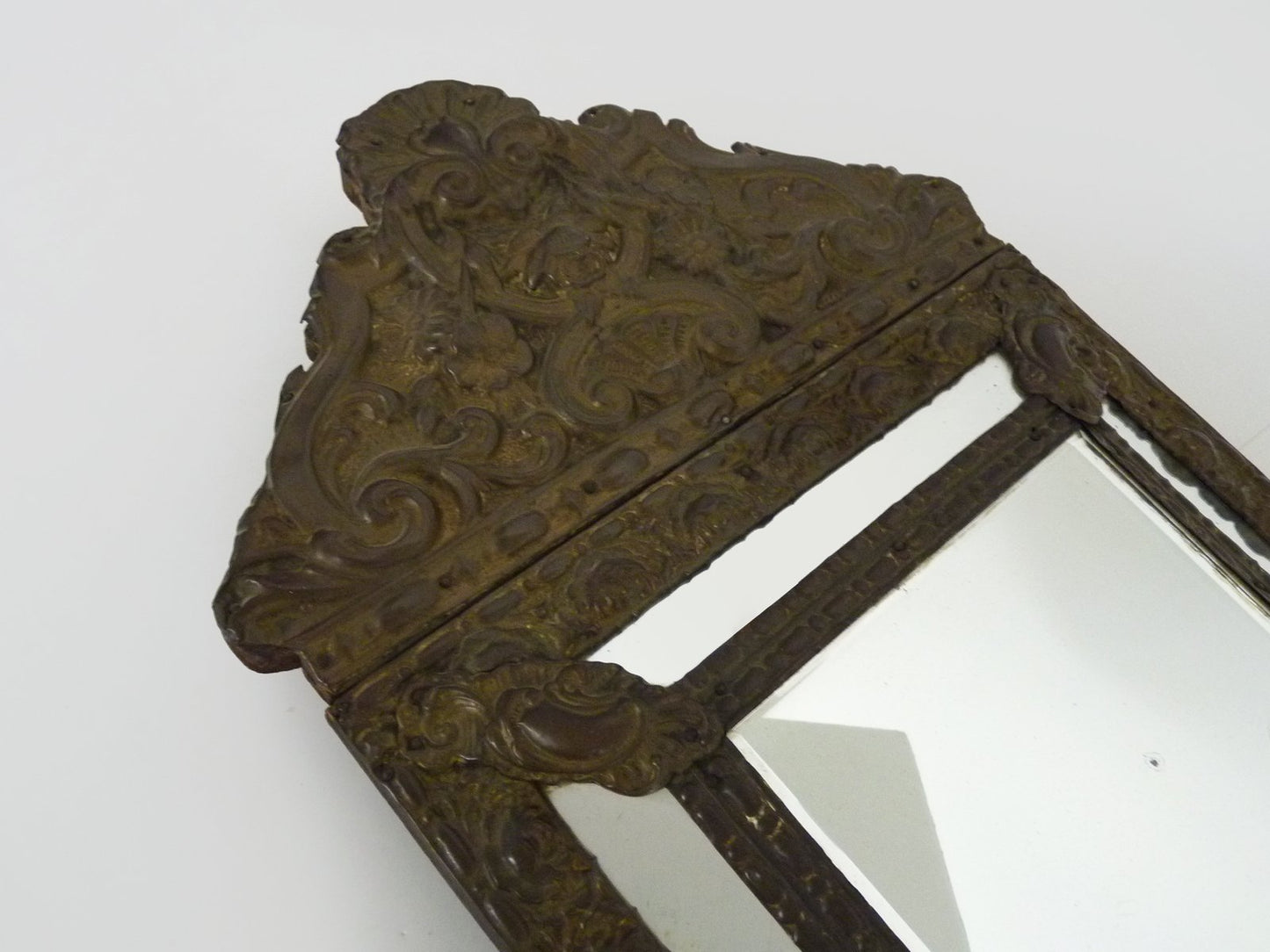 Mirror with Copper Beads Embossed on Wood, 1890s