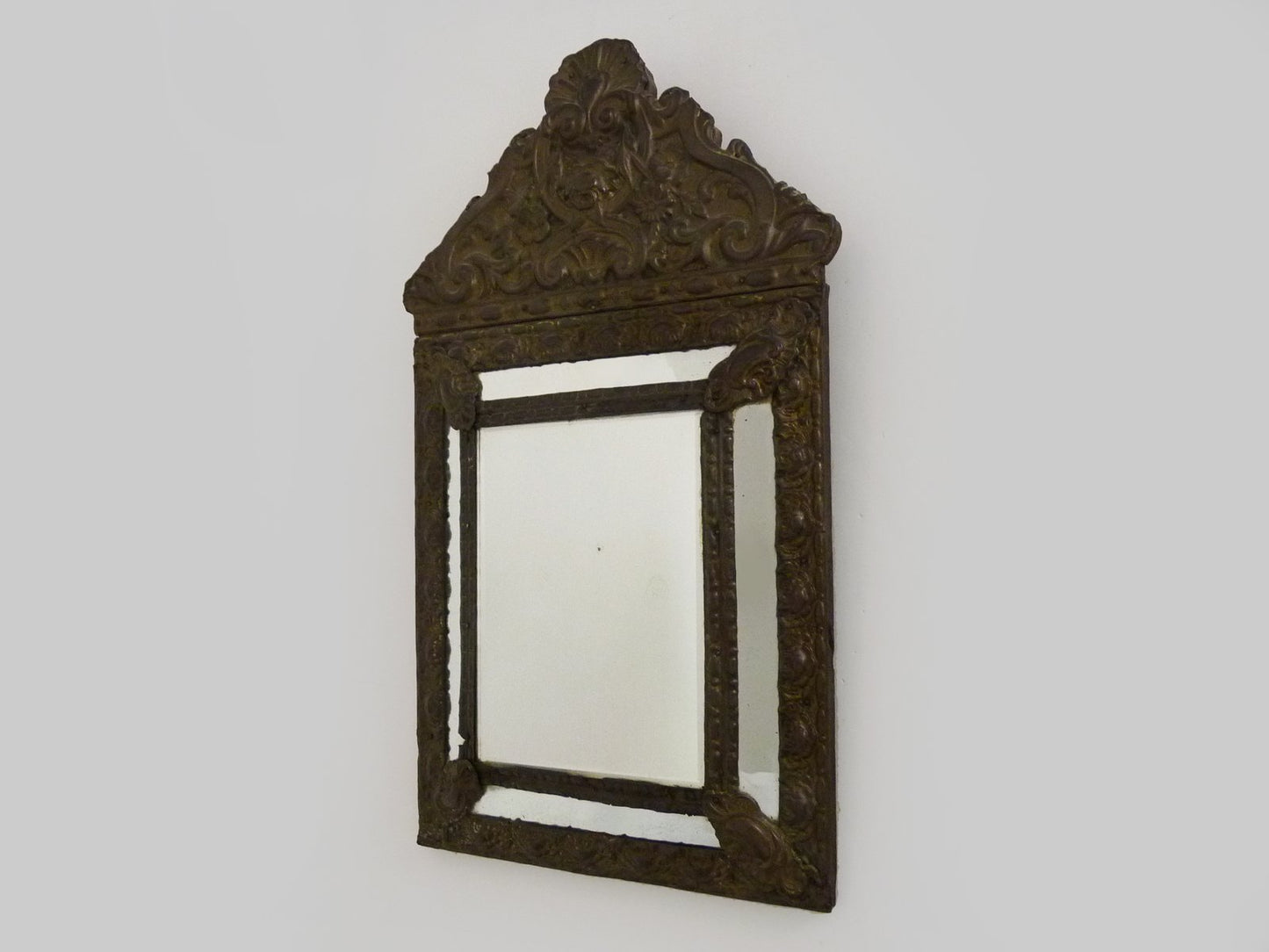 Mirror with Copper Beads Embossed on Wood, 1890s