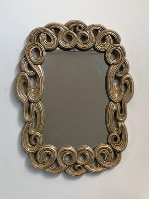 Mirror with Filiform Lines in Lacquered and Golden Resin from Lam Lee Group, 1990s-IJR-1394887