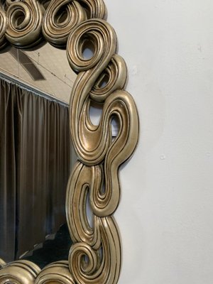 Mirror with Filiform Lines in Lacquered and Golden Resin from Lam Lee Group, 1990s-IJR-1394887