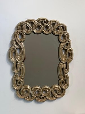 Mirror with Filiform Lines in Lacquered and Golden Resin from Lam Lee Group, 1990s-IJR-1394887