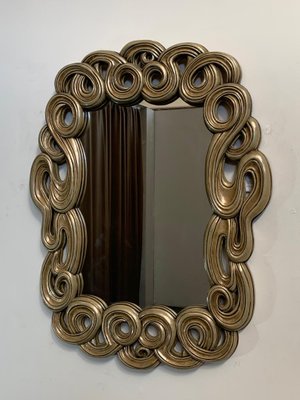 Mirror with Filiform Lines in Lacquered and Golden Resin from Lam Lee Group, 1990s-IJR-1394887