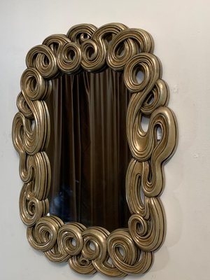 Mirror with Filiform Lines in Lacquered and Golden Resin from Lam Lee Group, 1990s-IJR-1394887