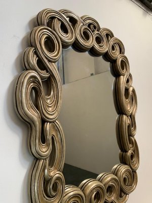 Mirror with Filiform Lines in Lacquered and Golden Resin from Lam Lee Group, 1990s-IJR-1394887