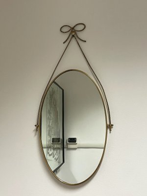 Mirror with Frame and Brass Motif, 1950s-JHL-1797394