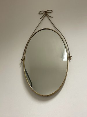 Mirror with Frame and Brass Motif, 1950s-JHL-1797394