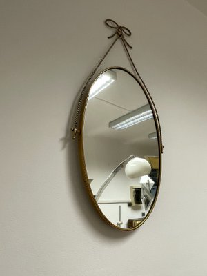 Mirror with Frame and Brass Motif, 1950s-JHL-1797394