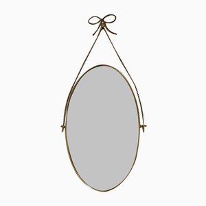 Mirror with Frame and Brass Motif, 1950s-JHL-1797394