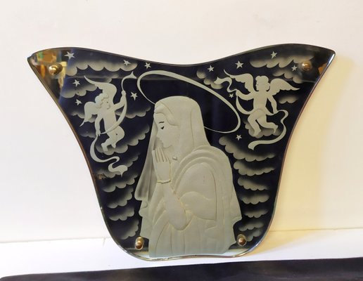 Mirror with Madonna & Angel Design by Luigi Brusotti for Fontana Arte, 1940s-EI-868606