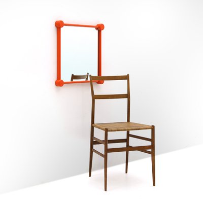 Mirror with Orange Painted Wooden Frame, 1960s-EZ-1263559