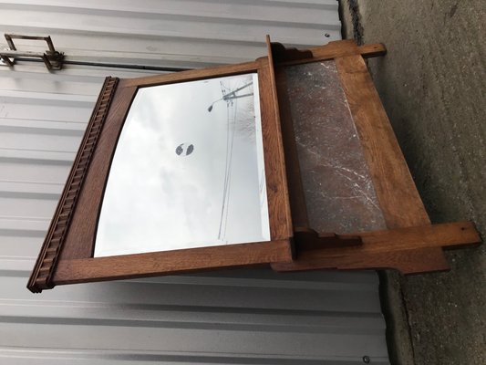 Mirror with Shelf in Oak and Marble, 1920s-WQQ-1256437