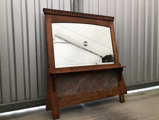 Mirror with Shelf in Oak and Marble, 1920s-WQQ-1256437