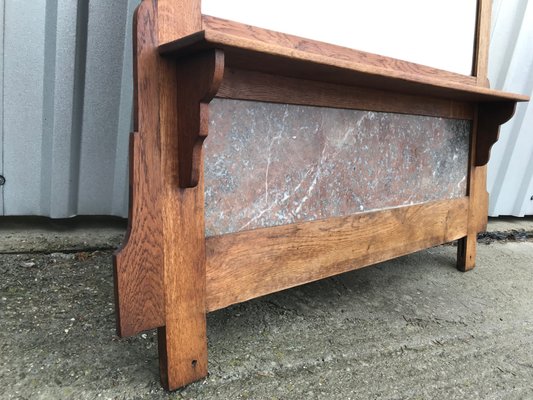 Mirror with Shelf in Oak and Marble, 1920s-WQQ-1256437