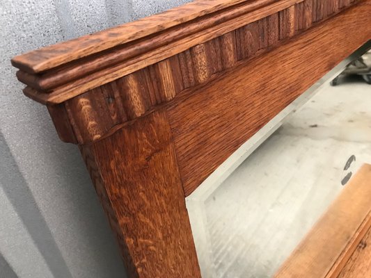 Mirror with Shelf in Oak and Marble, 1920s-WQQ-1256437