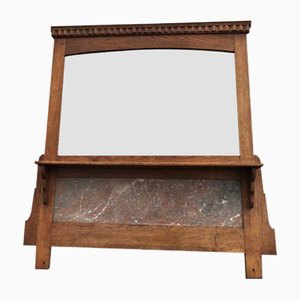 Mirror with Shelf in Oak and Marble, 1920s-WQQ-1256437