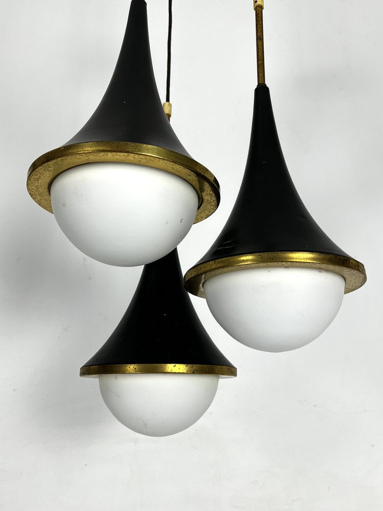 Mis-Century Stilnovo Pendant with Three Lights from Sciolari, Italy, 1950s