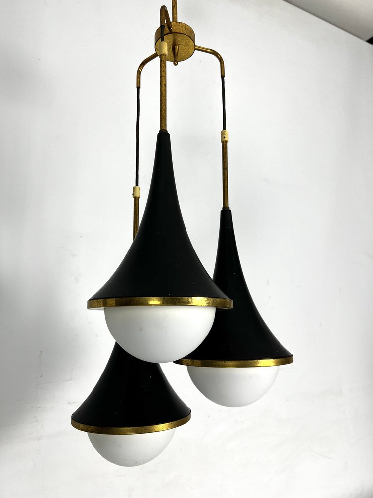 Mis-Century Stilnovo Pendant with Three Lights from Sciolari, Italy, 1950s