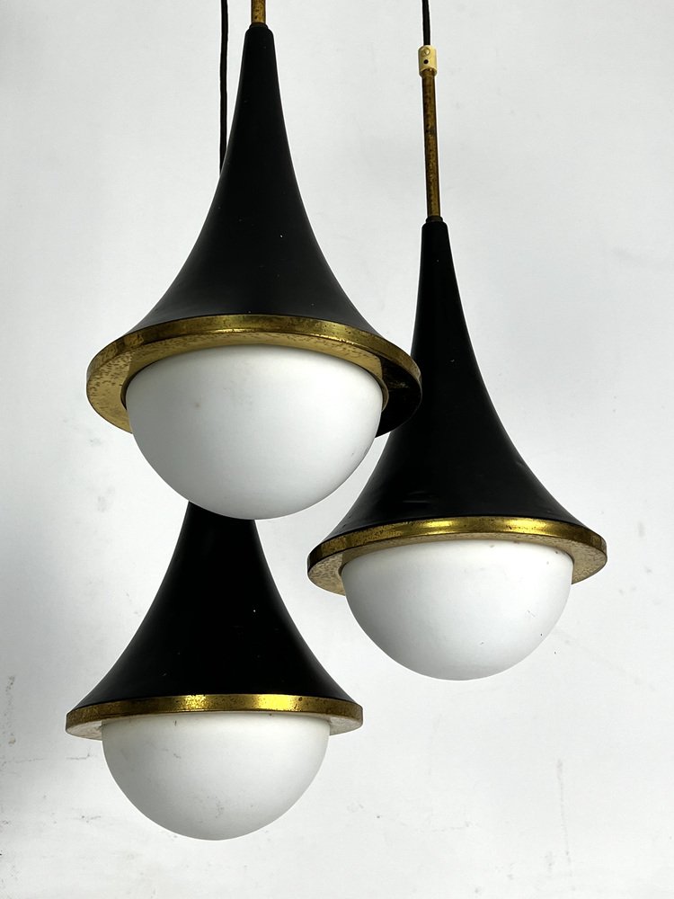 Mis-Century Stilnovo Pendant with Three Lights from Sciolari, Italy, 1950s