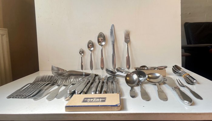 Mitra Stainless Cutlery Set for 12 from Georg Jensen, 1960s, Set of 68-LCR-1389557