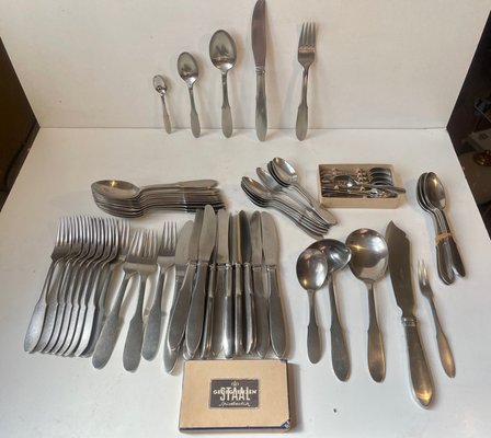 Mitra Stainless Cutlery Set for 12 from Georg Jensen, 1960s, Set of 68-LCR-1389557