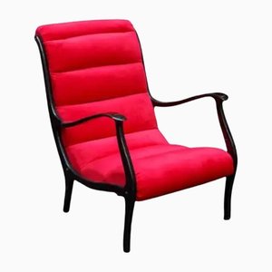 Mitzi Armchair in Wood and Red Velvet by Ezio Longhi for Elam, 1950s-IVC-1220319