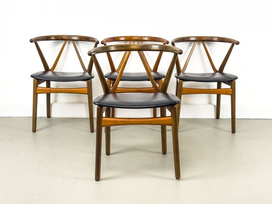 Mod. 255 Dining Chairs by Henning Kjaernulf for Bruno Hansen, 1960s, Set of 4-QEQ-2018306