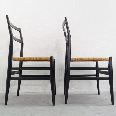 Mod. 646 Dining Chairs in Black Ash and Straw by Gio Ponti for Cassina, 1952, Set of 4-PRS-1812460