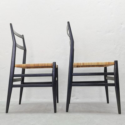 Mod. 646 Dining Chairs in Black Ash and Straw by Gio Ponti for Cassina, 1952, Set of 4-PRS-1812460