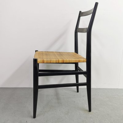 Mod. 646 Dining Chairs in Black Ash and Straw by Gio Ponti for Cassina, 1952, Set of 4-PRS-1812460