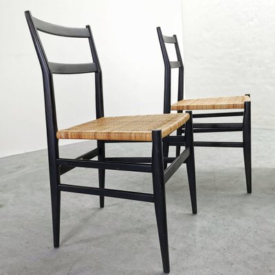 Mod. 646 Dining Chairs in Black Ash and Straw by Gio Ponti for Cassina, 1952, Set of 4-PRS-1812460