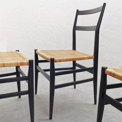 Mod. 646 Dining Chairs in Black Ash and Straw by Gio Ponti for Cassina, 1952, Set of 4-PRS-1812460