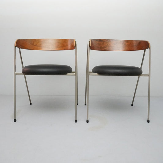 Mod. 702/2 Chairs in Rosewood, Leather & Steel by Roland Rainer for Wilkhahn, 1965, Set of 2