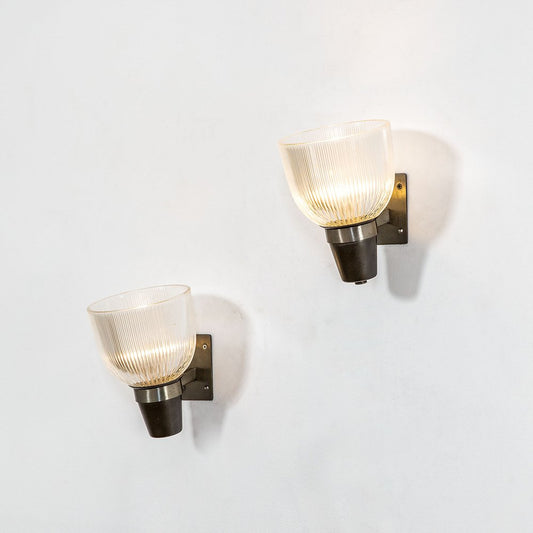 Mod. LP5 Wall Lights in Glass and Brass by Ignazio Gardella for Azucena, 1950s, Set of 2