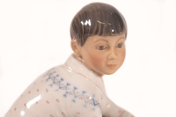 Model 1166 Boy with Car Figurine in Porcelain by Dahal Jensen, Denmark, 1950s-PCO-1813295