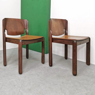 Model 122 Chairs in Walnut and Leather by Vico Magistretti for Cassina, 1967, Set of 4-PRS-1749440